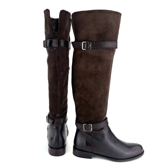 Garnet Hill Charity Italian Over-The-Knee Riding Boot Sz 6.5 Brown Suede/Leather - Picture 13 of 16